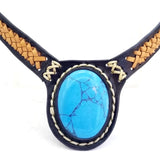 Boho Leather Choker with Turquoise Stone (4431476228150)