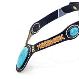 Boho Leather Choker with Turquoise Stone (4431476228150)