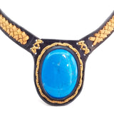 Boho Leather Choker with Turquoise Stone (4431476949046)