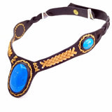 Boho Leather Choker with Turquoise Stone (4431476949046)