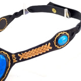 Boho Leather Choker with Turquoise Stone (4431476949046)