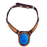 Boho Leather Choker with Turquoise Stone (4431476949046)