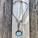 Handcrafted Boho Brown Leather Necklace with Turquoise Stone setting - Quality Unisex Fashion Leather Jewelery