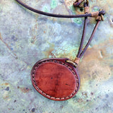 Handcrafted Boho Brown Leather Necklace with Turquoise Stone setting - Quality Unisex Fashion Leather Jewelery