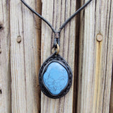 Boho Handcrafted Genuine Leather Necklace with Turquoise Stone setting  - Quality Unisex Fashion Leather Jewelery