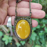 Boho Handcrafted Genuine Leather Necklace with Yellow Agate Stone-Lifestyle Unique Gift Unisex Fashion Leather Jewelry