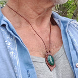 Boho Handcrafted Genuine Leather Necklace with Green Agate Stone-Lifestyle Unique Gift Unisex Fashion Leather Jewelry