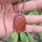 Boho Handcrafted Genuine Leather Necklace with Green Agate Stone-Lifestyle Unique Gift Unisex Fashion Leather Jewelry