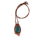 Boho Handcrafted Genuine Leather Necklace with Green Agate Stone-Lifestyle Unique Gift Unisex Fashion Leather Jewelry