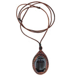 Boho Handcrafted Genuine Leather Necklace with Black Agate Stone-Lifestyle Unique Gift Unisex Fashion Leather Jewelry