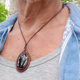 Boho Handcrafted Genuine Leather Necklace with Black Agate Stone-Lifestyle Unique Gift Unisex Fashion Leather Jewelry