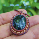 Boho Handcrafted Genuine Vegetal Leather Necklace with Black Agate Stone-Lifestyle Unique Gift Unisex Fashion Leather Jewelry