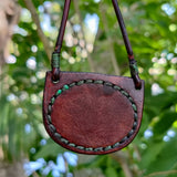 Boho Handcrafted Genuine Vegetal Leather Necklace with Red Agate Stone Pendant-Unique Gift Unisex Fashion Leather Jewelry Choker