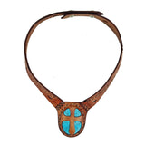 Boho Handcrafted Genuine Vegetal Leather Choker with Turquoise-Firuze Stone-Unisex Gift Fashion Jewelry with Natural Stone