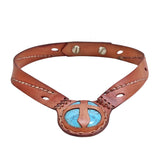 Boho Handcrafted Genuine Vegetal Leather Choker with Turquoise-Firuze Stone-Unisex Gift Fashion Jewelry with Natural Stone