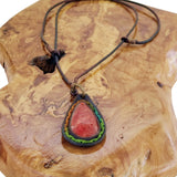 Boho Handcrafted Genuine Vegetal Leather Necklace with Red Agate Stone-Unique Lifestyle Gift Unisex Fashion Jewelry