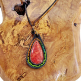 Boho Handcrafted Genuine Vegetal Leather Necklace with Red Agate Stone-Unique Lifestyle Gift Unisex Fashion Jewelry