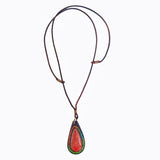 Boho Handcrafted Genuine Vegetal Leather Necklace with Red Agate Stone-Unique Lifestyle Gift Unisex Fashion Jewelry