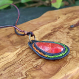 Boho Handcrafted Genuine Vegetal Leather Necklace with Red Agate Stone-Unique Lifestyle Gift Unisex Fashion Jewelry