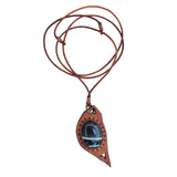 Bohemian Handcrafted Genuine Vegetal Leather Necklace with Black Agate Stone-Lifestyle Unique Gift Unisex Fashion Leather Jewelry