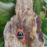 Bohemian Handcrafted Genuine Vegetal Leather Necklace with Black Agate Stone-Lifestyle Unique Gift Unisex Fashion Leather Jewelry