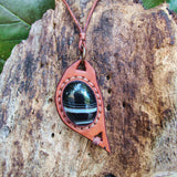 Bohemian Handcrafted Genuine Vegetal Leather Necklace with Black Agate Stone-Lifestyle Unique Gift Unisex Fashion Leather Jewelry