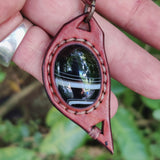 Bohemian Handcrafted Genuine Vegetal Leather Necklace with Black Agate Stone-Lifestyle Unique Gift Unisex Fashion Leather Jewelry