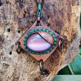 Bohemian Handcrafted Genuine Vegetal Brown Leather Necklace with Pink Cat Eye Stone-Lifestyle Unique Gift Unisex Fashion Leather Jewelry
