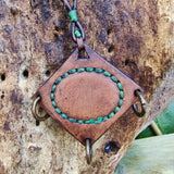 Bohemian Handcrafted Genuine Vegetal Brown Leather Necklace with Pink Cat Eye Stone-Lifestyle Unique Gift Unisex Fashion Leather Jewelry