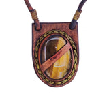 Bohemian Handcrafted Brown Vegetal Leather Necklace with Tiger Eye Stone setting - Quality Unisex Gift Fashion Leather Jewelry