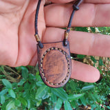 Bohemian Handcrafted Brown Vegetal Leather Necklace with Tiger Eye Stone setting - Quality Unisex Gift Fashion Leather Jewelry