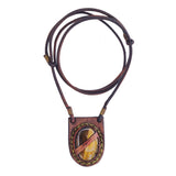 Bohemian Handcrafted Brown Vegetal Leather Necklace with Tiger Eye Stone setting - Quality Unisex Gift Fashion Leather Jewelry