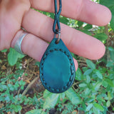 Bohemian Handcrafted Genuine Vegetal Green Leather Necklace with Red Agate Stone-Unique Lifestyle Gift Unisex Fashion Jewelry