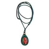 Bohemian Handcrafted Genuine Vegetal Green Leather Necklace with Red Agate Stone-Unique Lifestyle Gift Unisex Fashion Jewelry