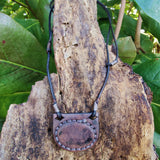 Bohemian Genuine Brown Vegetal Leather Necklace with Picasso Jasper setting-Unique Lifestyle Gift Unisex Fashion Leather Jewelry