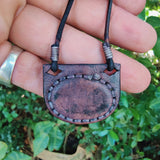 Bohemian Genuine Brown Vegetal Leather Necklace with Picasso Jasper setting-Unique Lifestyle Gift Unisex Fashion Leather Jewelry