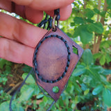 Bohemian Handcrafted Genuine Vegetal Brown Leather Necklace with Pink Cat Eye Stone-Lifestyle Unique Gift Unisex Fashion Leather Jewelry