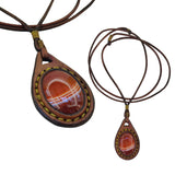 Unique Bohemian Handcrafted Brown Vegetal Leather Necklace with Red Agate Stone-Unique Lifestyle Gift Unisex Fashion Jewelry