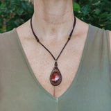 Unique Bohemian Handcrafted Brown Vegetal Leather Necklace with Red Agate Stone-Unique Lifestyle Gift Unisex Fashion Jewelry