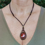 Unique Bohemian Handcrafted Brown Vegetal Leather Necklace with Red Agate Stone-Unique Lifestyle Gift Unisex Fashion Jewelry