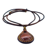 Unique Bohemian Handcrafted Brown Vegetal Leather Necklace with Red Agate Stone-Unique Lifestyle Gift Unisex Fashion Jewelry