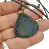 Bohemian Unique Handcrafted Vegetal Black Leather Necklace with Pink Cat Eye Stone-Lifestyle Unique Gift Unisex Fashion Leather Jewelry