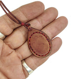 Bohemian Unique  Handcrafted Vegetal Brown Leather Necklace with Green Agate Stone-Lifestyle Unique Gift Unisex Fashion Leather Jewelry