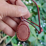 Bohemian Unique  Handcrafted Vegetal Brown Leather Necklace with Green Agate Stone-Lifestyle Unique Gift Unisex Fashion Leather Jewelry