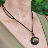 Bohemian Unique Handcrafted Vegetal Leather Necklace with Tiger Eye Stone setting - Cool Unisex Gift Fashion Leather Jewelry