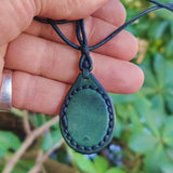 Bohemian Handcrafted Genuine Vegetal Green Leather Necklace with Blue Cat Eye Stone-Lifestyle Unique Gift Unisex Fashion Leather Jewelry