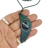 Bohemian Unique Handcrafted Genuine Vegetal Leather Necklace with Black Agate Stone-Lifestyle Unique Gift Unisex Fashion Leather Jewelry