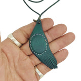 Bohemian Unique Handcrafted Genuine Vegetal Leather Necklace with Black Agate Stone-Lifestyle Unique Gift Unisex Fashion Leather Jewelry