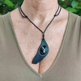 Bohemian Unique Handcrafted Genuine Vegetal Leather Necklace with Black Agate Stone-Lifestyle Unique Gift Unisex Fashion Leather Jewelry