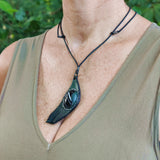 Bohemian Unique Handcrafted Genuine Vegetal Leather Necklace with Black Agate Stone-Lifestyle Unique Gift Unisex Fashion Leather Jewelry